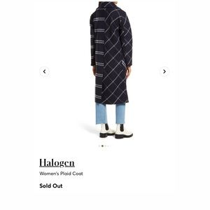 Halogen Womens Navy Plaid Coat Jacket Trench Size M